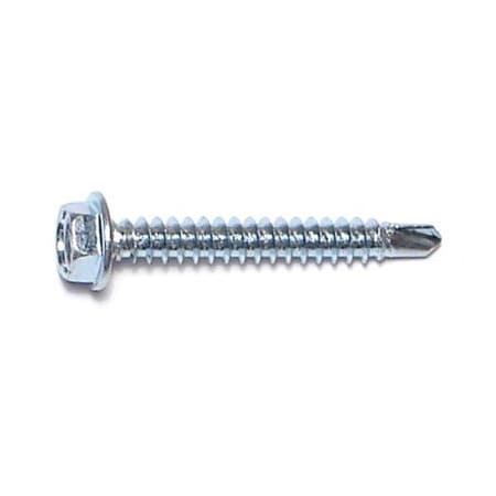 Self-Drilling Screw, #8 X 1-1/4 In, Zinc Plated Steel Hex Head Hex Drive, 163 PK